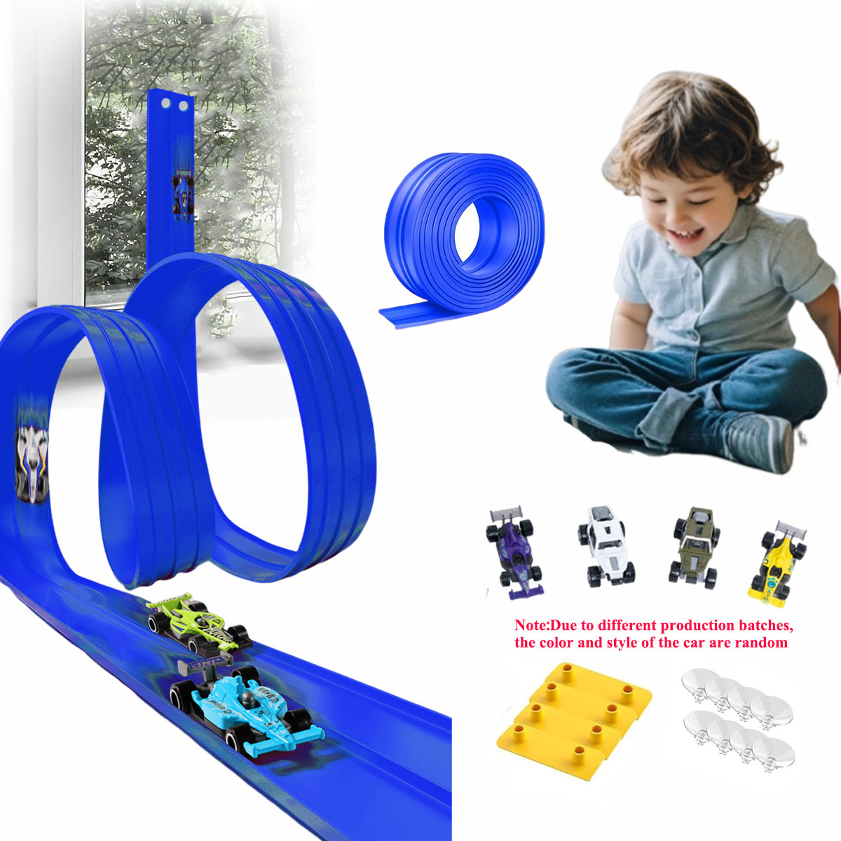 Kids Toys Xmas - ネットバッグ 13フィート/16.3フィート フレキシブルトラックおもちゃ & ミニチュアカー DIY