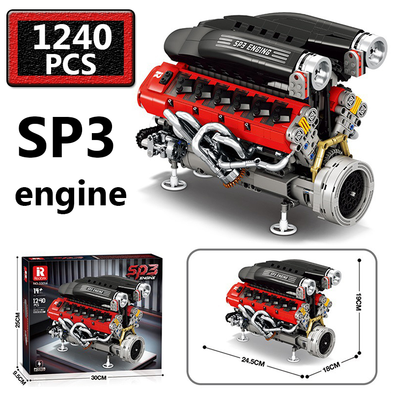 Kids Toys Idea - 1240ピース 車のエンジン SP3エンジン 12気筒内燃エンジンモデル テクノロジーブリック イデアオーナメント