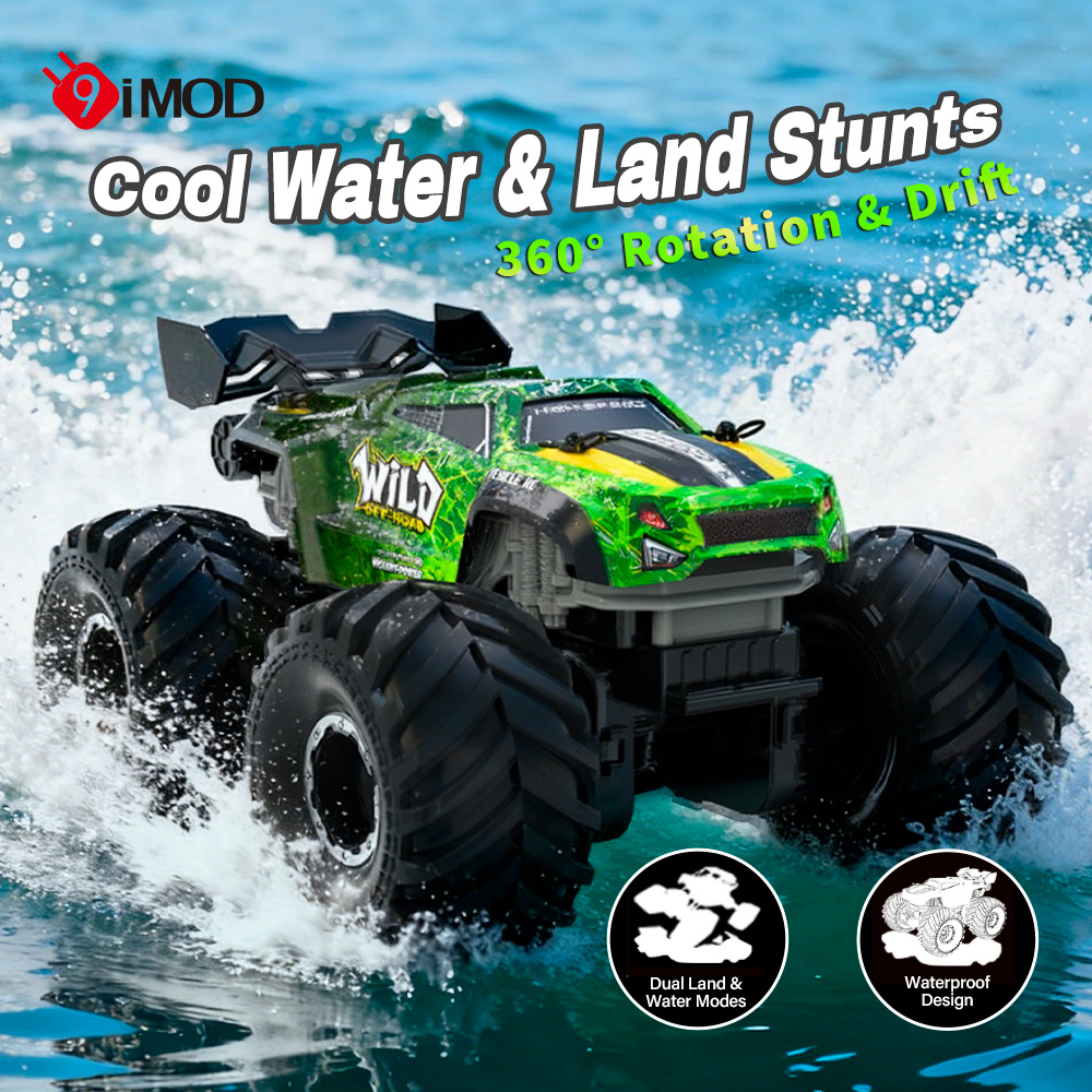 Kids Toys Long Island - 9IMOD RC水陸両用モンスタートラック 4WDリモートコントロールカー 水陸両用車両 デュアルスピード 長距離オフロード