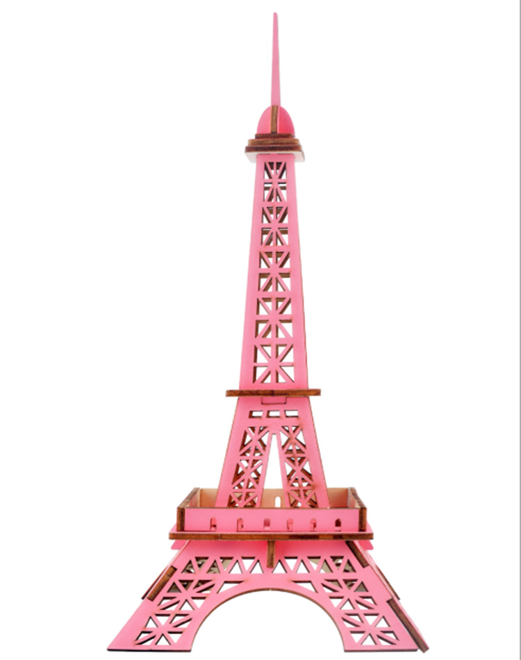 Kids Toys Paris - キット教育パズルゲーム組み立ておもちゃギフト子供大人3D木製パズルDIYモデルおもちゃリトルパリタワー木製p9