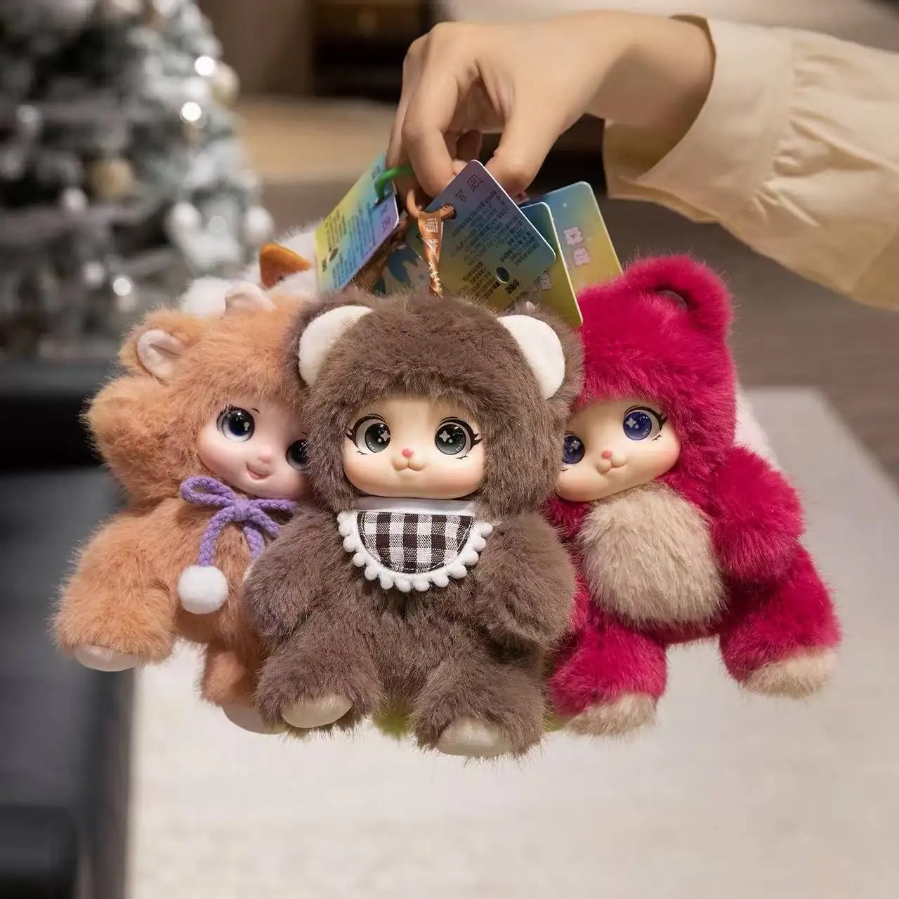 Kids Toys Movie - 18cm / かわいい動物のビニール製顔付きぬいぐるみ、動物のおもちゃ、ペンダント、ウサギ、クマ、羊、動物愛好家や子供へのギフト、バッグの飾り