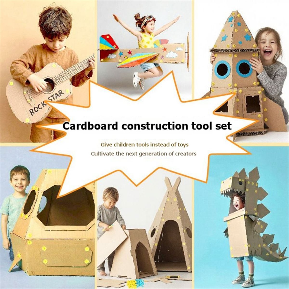Kids Toys List - 【必須アイテムリスト】段ボール製工具キット168点、子供向け知育玩具、安全で再利用可能な段ボール製工具
