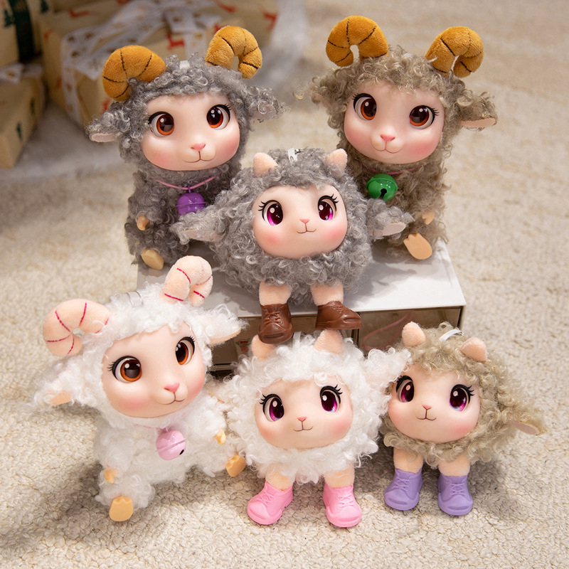 Kids Toys Movie - かわいい子羊のぬいぐるみ、柔らかいビニール製のぬいぐるみ、山羊のペンダントぬいぐるみ、子供の誕生日プレゼント、デコレーション用ランダムアクセサリーカラー