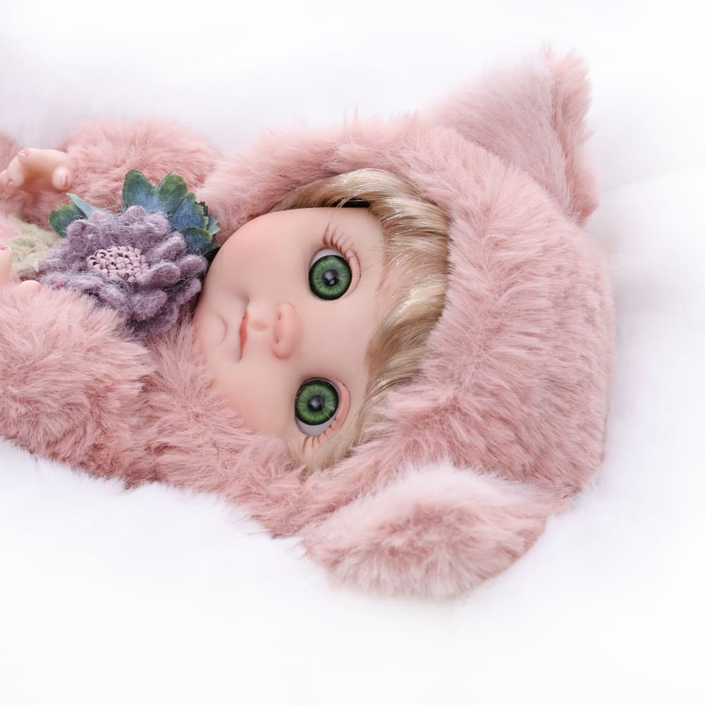 Kids Toys Xmas - クローベレイ 24cm オリジナルフルボディビニールドール 10インチ かわいいピンクのキツネのぬいぐるみ リアルなビニールドール
