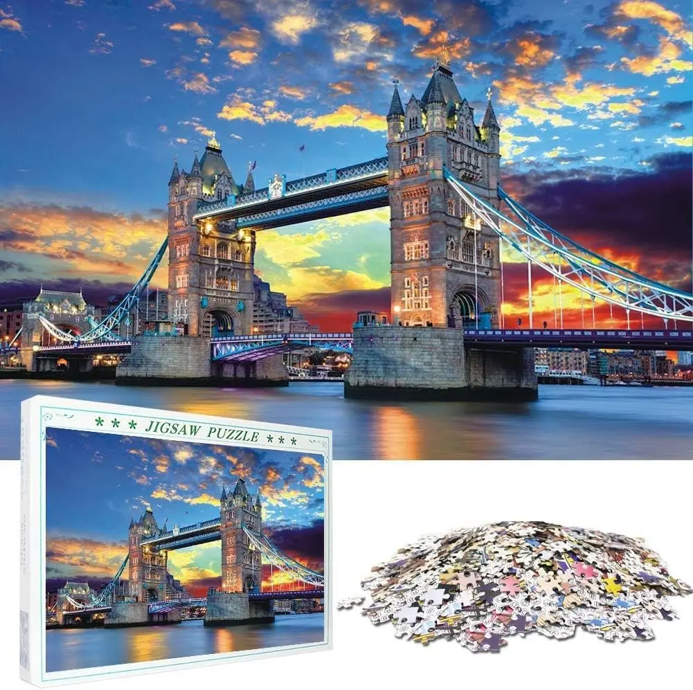 Kids Toys London - 1000ピースの有名な風景ジグソーパズル 子供と大人向け ロンドンタワーブリッジ 大型パズルゲーム おもちゃ ギフト