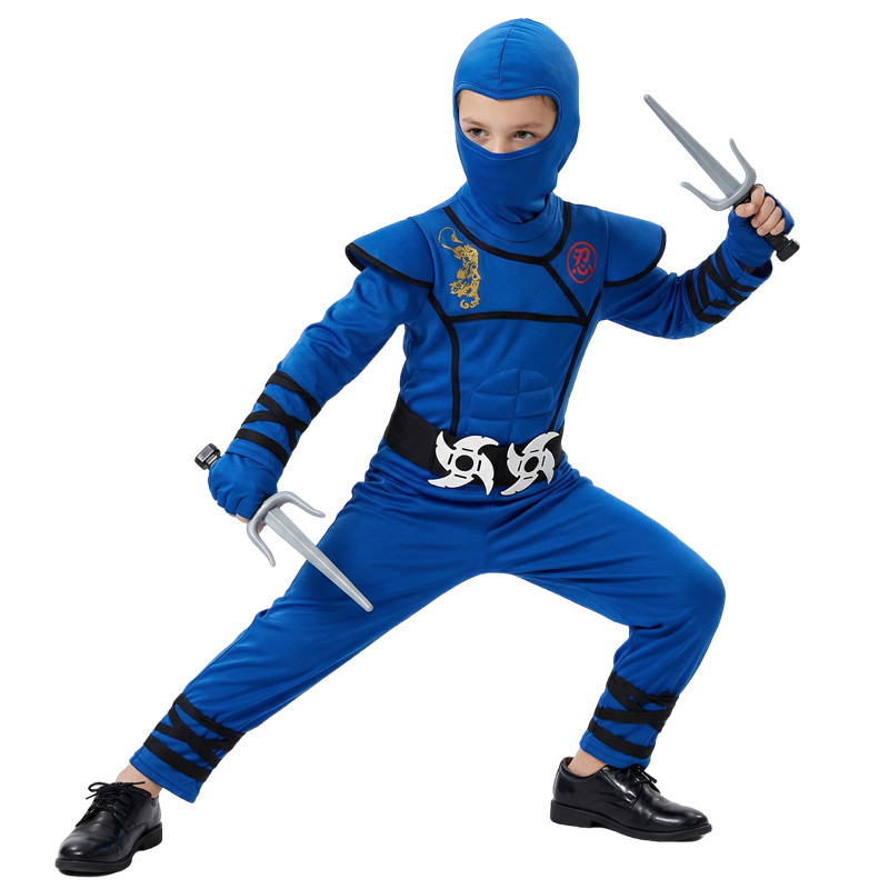 子供用黒と青の忍者コスチューム ハロウィンコスプレパーティー - Kids Toys Movie のレビューと価格