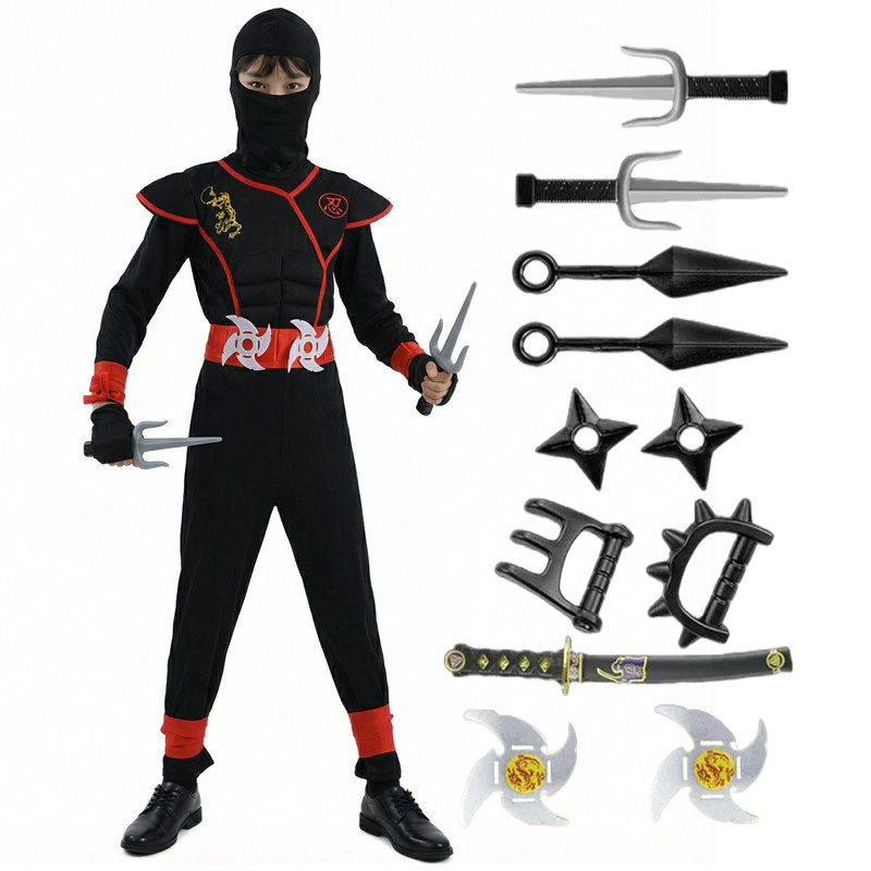 子供用黒と青の忍者コスチューム ハロウィンコスプレパーティー - Kids Toys Movie のレビューと価格