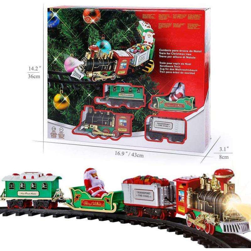 クリスマス電動列車セット（ライト付き）、車両、線路フレーム、 - Kids Toys Xmas のレビューと価格