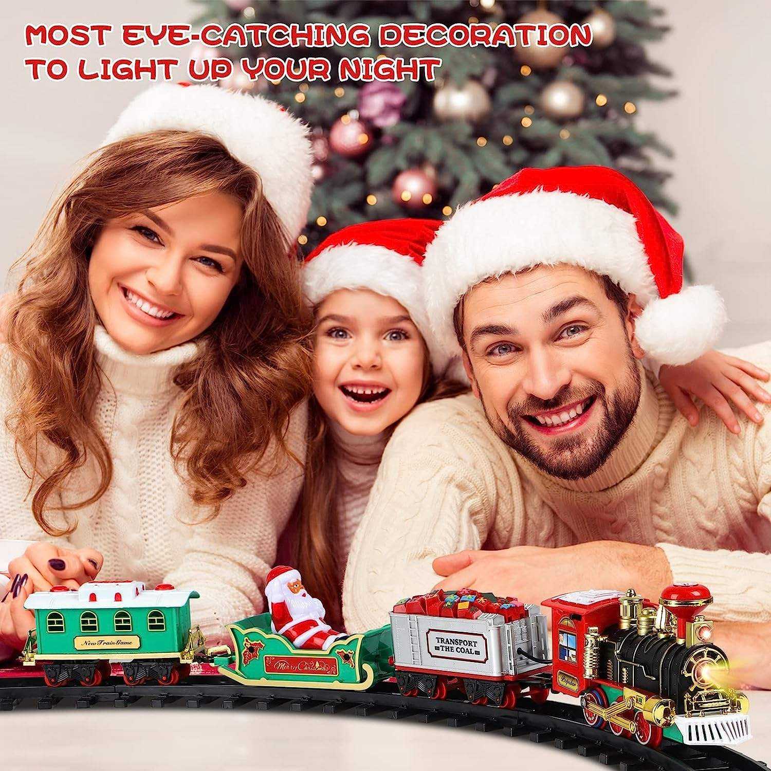 クリスマス電動列車セット（ライト付き）、車両、線路フレーム、 - Kids Toys Xmas のレビューと価格