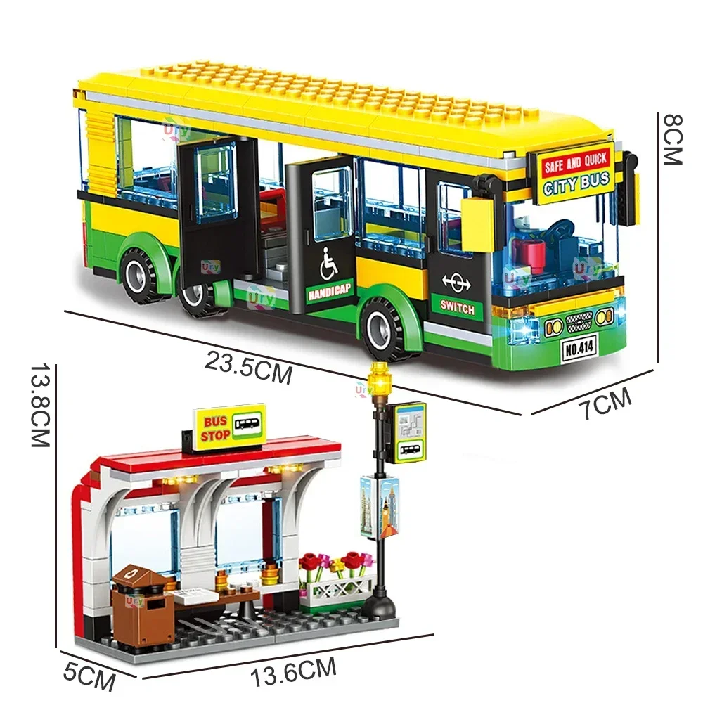 バスシティ英国ロンドン黄色旅客スクールバス駅ビルディングブロ - Kids Toys London のレビューと価格