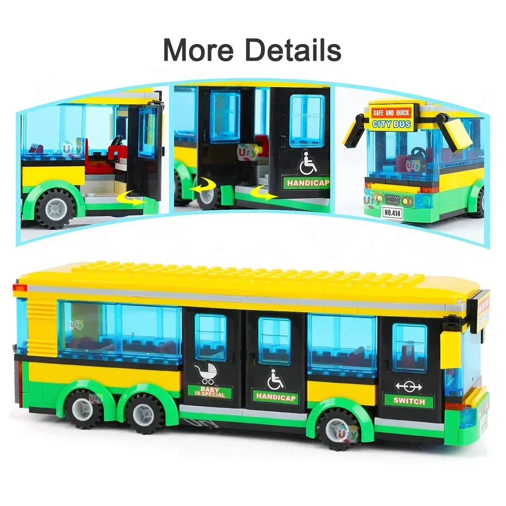 バスシティ英国ロンドン黄色旅客スクールバス駅ビルディングブロ - Kids Toys London のレビューと価格