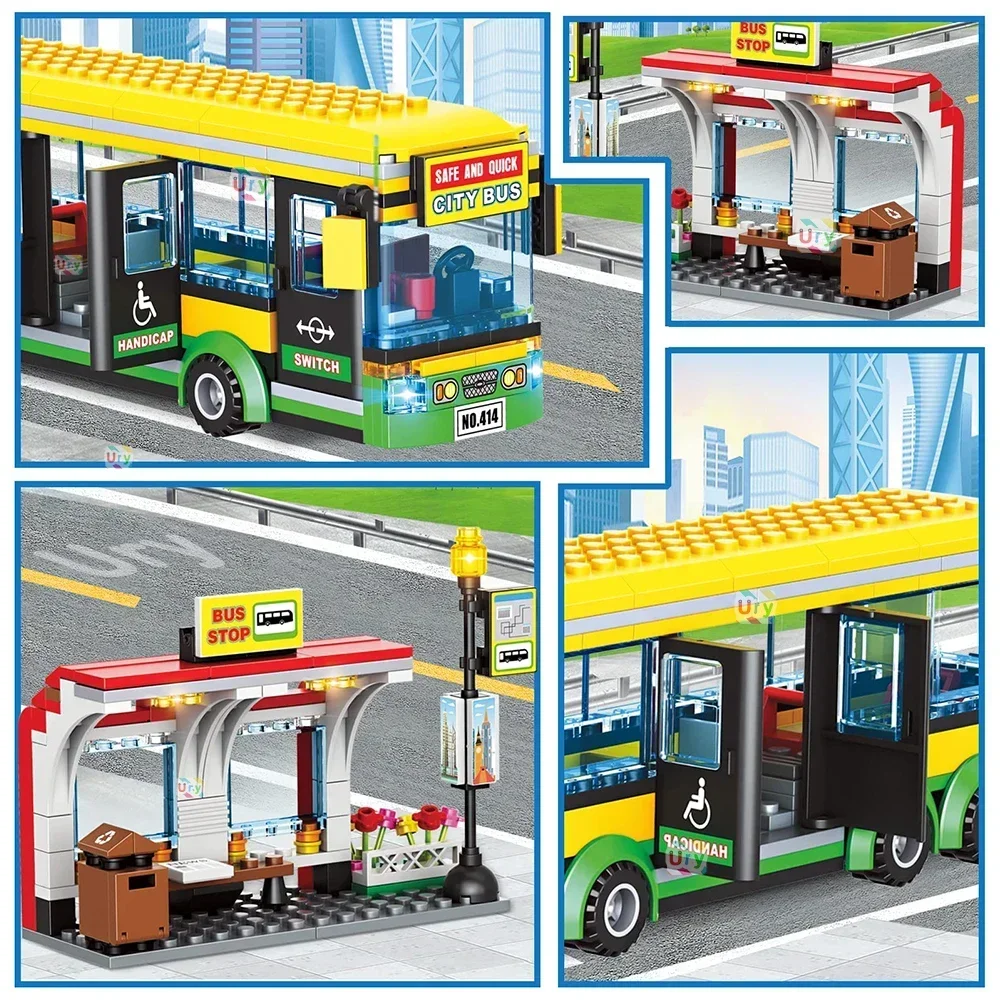 バスシティ英国ロンドン黄色旅客スクールバス駅ビルディングブロ - Kids Toys London のレビューと価格