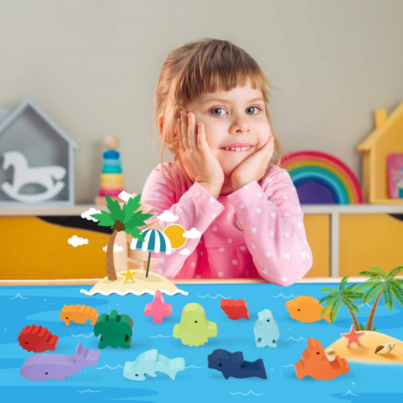 子供のための木製モンテッソーリ教育バランスブロック,恐竜のお - Kids Toys Videos のレビューと価格