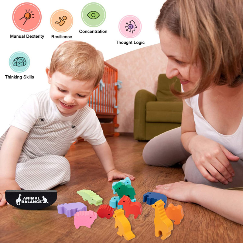 子供のための木製モンテッソーリ教育バランスブロック,恐竜のお - Kids Toys Videos のレビューと価格