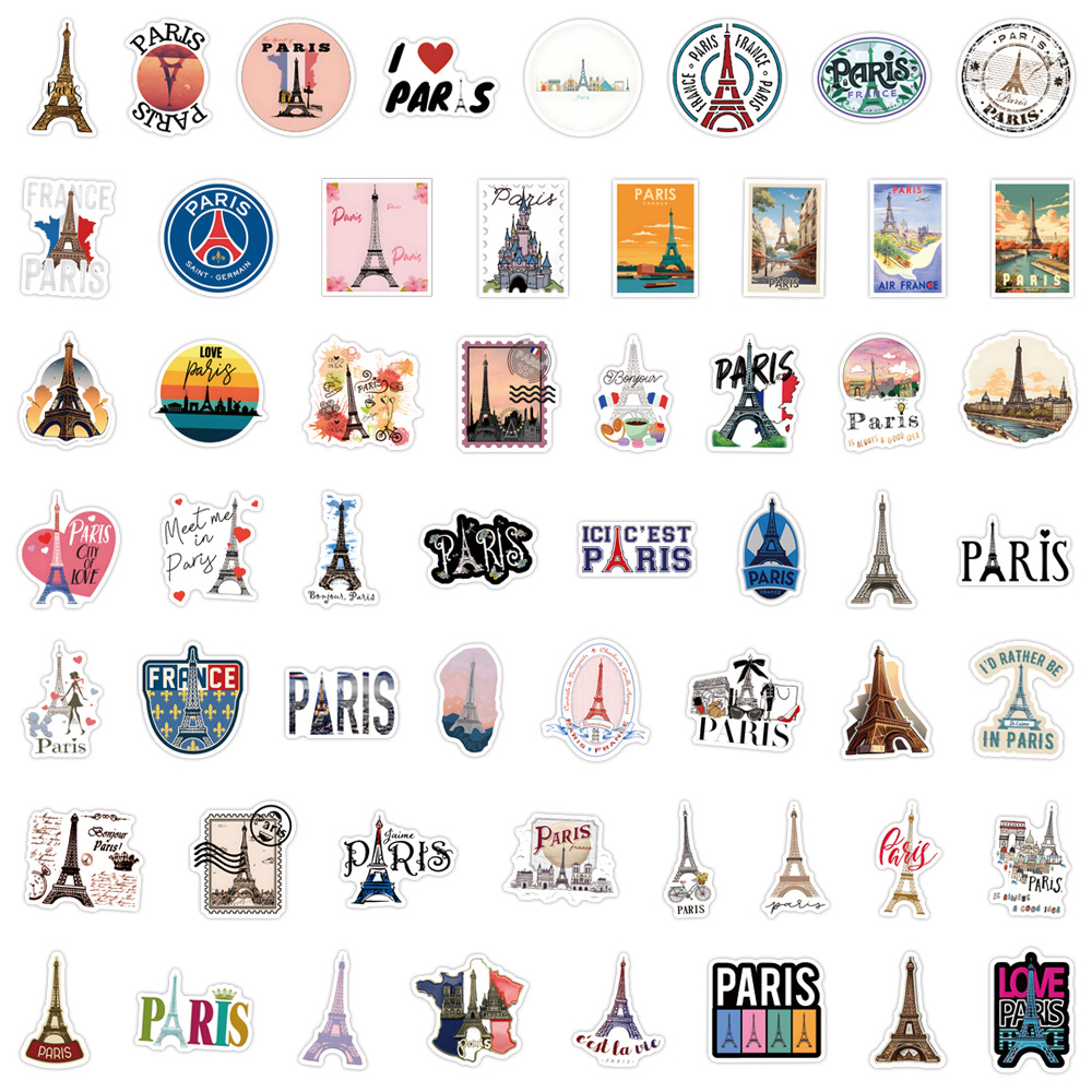 110PCSフランスパリステッカー旅行風景ステッカーエッフェ - Kids Toys Paris のレビューと価格