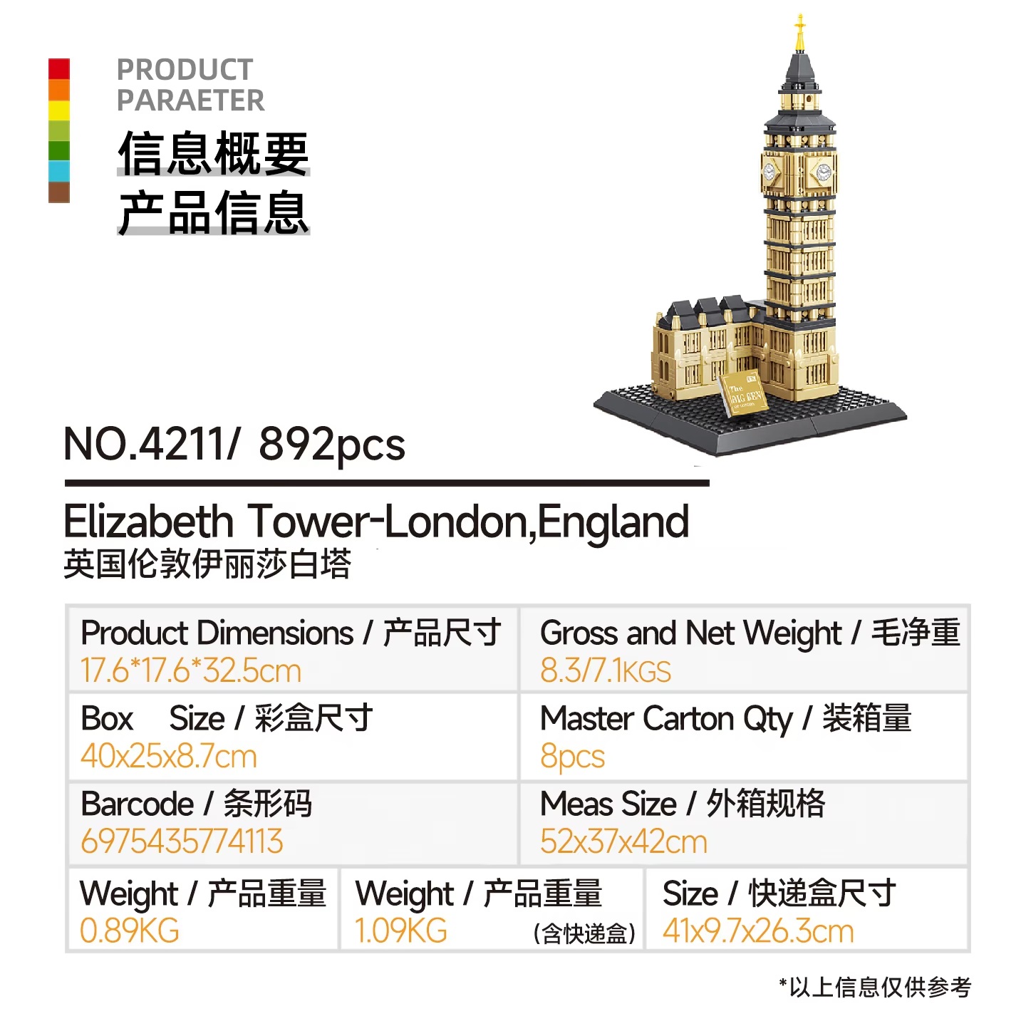892ピース エリザベス タワー-ロンドン ビルディング ブ - Kids Toys London のレビューと価格